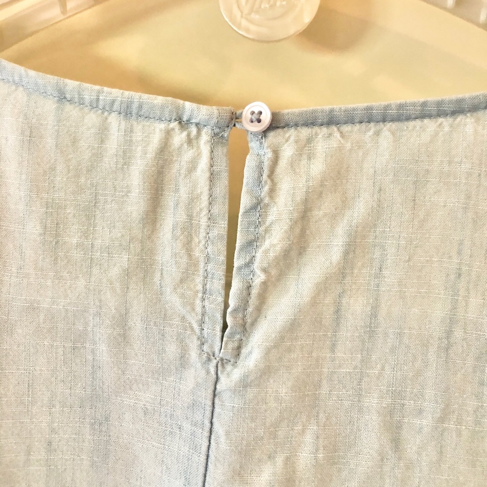 Light Blue Floral Embroidered Ruffle Top - Picture 9 of 10